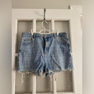 Distressed denim high waist shorts
